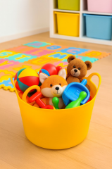 Sarı, Esnek Plastik Kova – 20 Litre, Temizli Kovası, Esneyebilen Oyuncak ve Çamaşır Sepeti