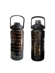 Siyah, 3’lü Set - Sticker’lı Pipetli Matara Seti - 2000ml,900ml,300ml