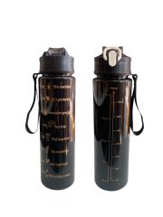 Siyah, 3’lü Set - Sticker’lı Pipetli Matara Seti - 2000ml,900ml,300ml