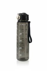 Siyah, Şeffaf Pipetli Matara – 900 ml, Sızdırmaz Kapaklı Suluk