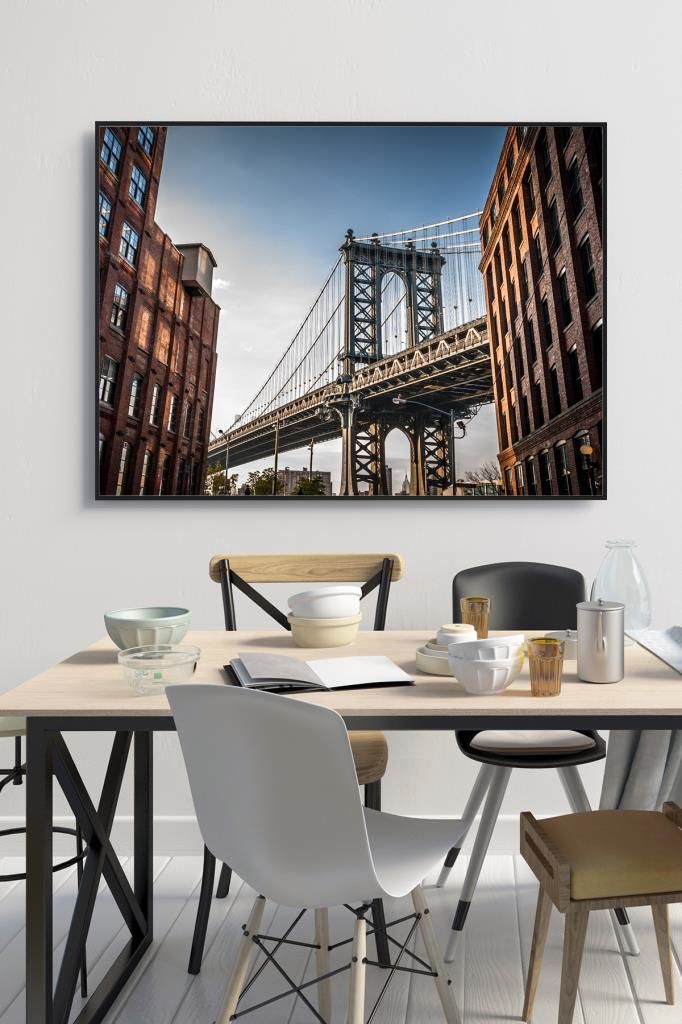 60 x 70 cm Manhatttan Desenli Cam Tablo 4mm Temperli Camdır