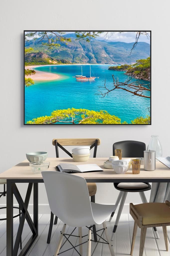 60 x 70 cm Fethiye Desenli Cam Tablo 4mm Temperli Camdır