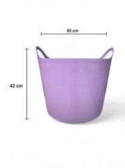 Mor, Esnek Plastik Kova – 42 Litre, Kurban Kovası, Esneyebilen Oyuncak ve Çamaşır Sepeti