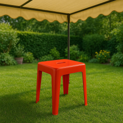 Saban Tabure Sağlam Plastik Kırılmaya Dayanıklı Bahçe, Balkon ,Banyo Kırmızı