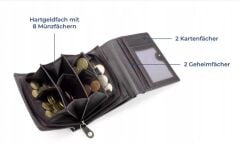 Saban Cüzdan Gerçek Deri Çok Gözlü, Fermuarlı, Kartlık Bölmeli