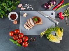 Saban Basic L Kesme Tahtası | Antibakteriyel, Kaymaz, Sulu Yemekler İçin Oluklu, Gıdaya Uygun 16 x 23 cm