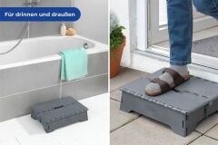 Saban Katlanabilir Kaymaz Tabanlı  Basamak –  Taşıma Saplı, Banyo, Balkon, Küvet ve Veranda için Katlanabilir – 28x40 cm