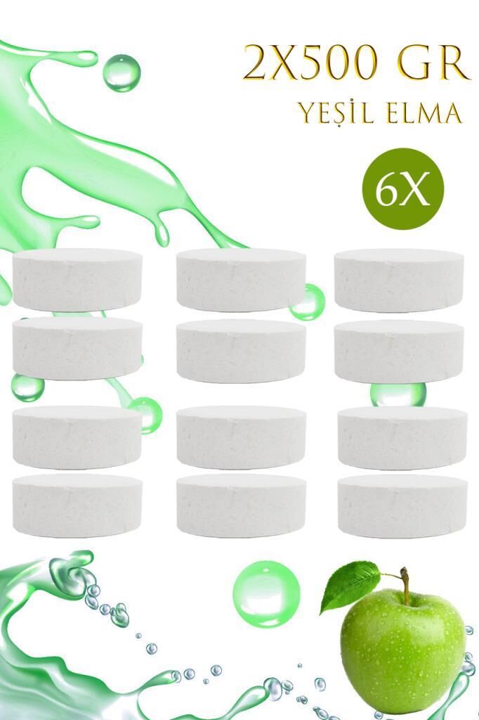 6 Adet 2x500 gr Nem Alıcı Rutubet Ve Küf Önleyici Yedek Tablet Yeşil Elma