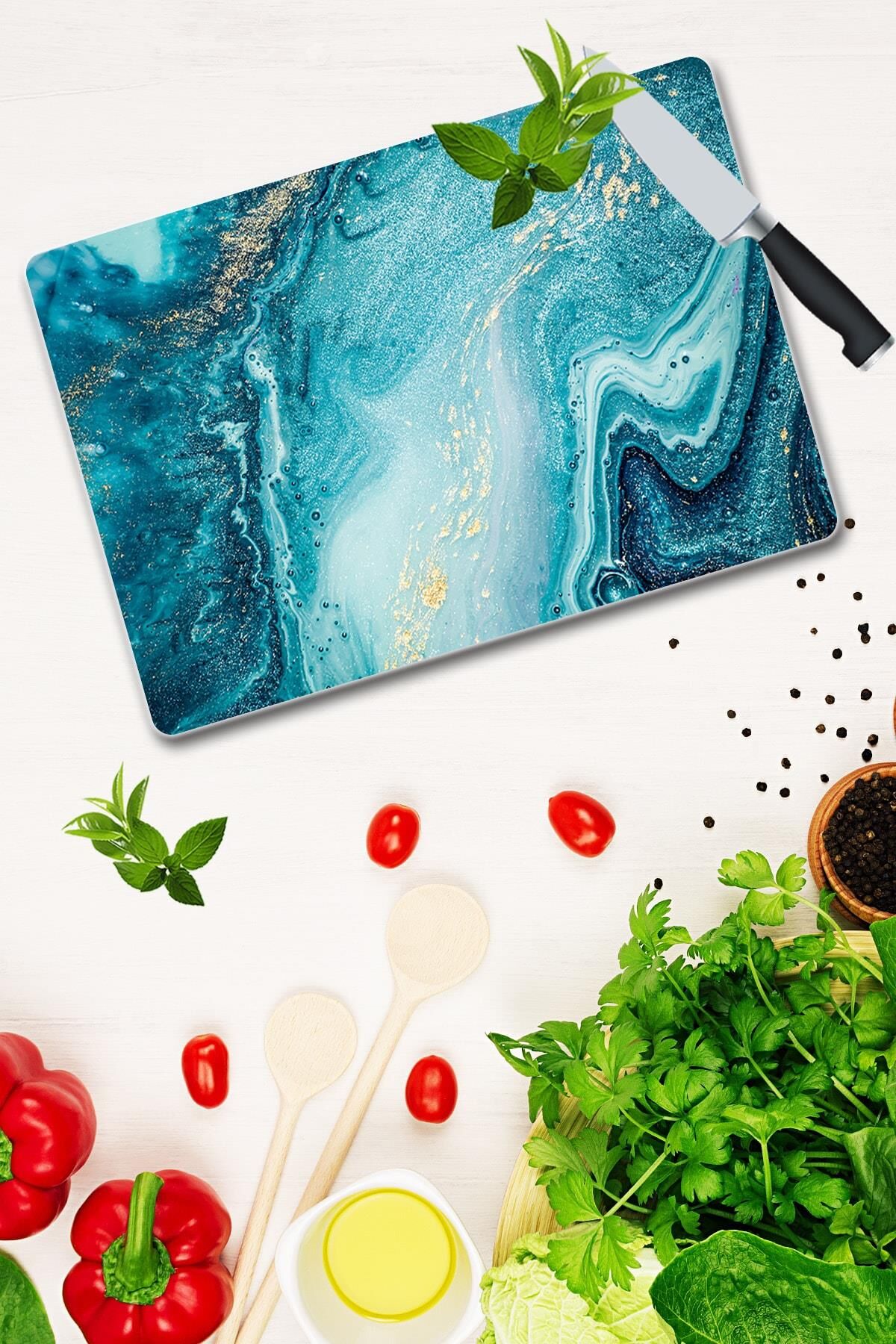 30x40 cm Cam Kesme Tahtası Okyanus