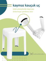 Dayanıklı Beyaz Plastik Tabure – Kaymaz, 200 kg Taşıma Kapasiteli, Banyo ve Ev Kullanımı İçin