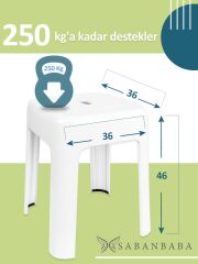 Dayanıklı Beyaz Plastik Tabure – Kaymaz, 200 kg Taşıma Kapasiteli, Banyo ve Ev Kullanımı İçin