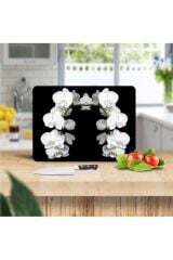 30x40 cm Cam Kesme Tahtası Beyaz Orkide