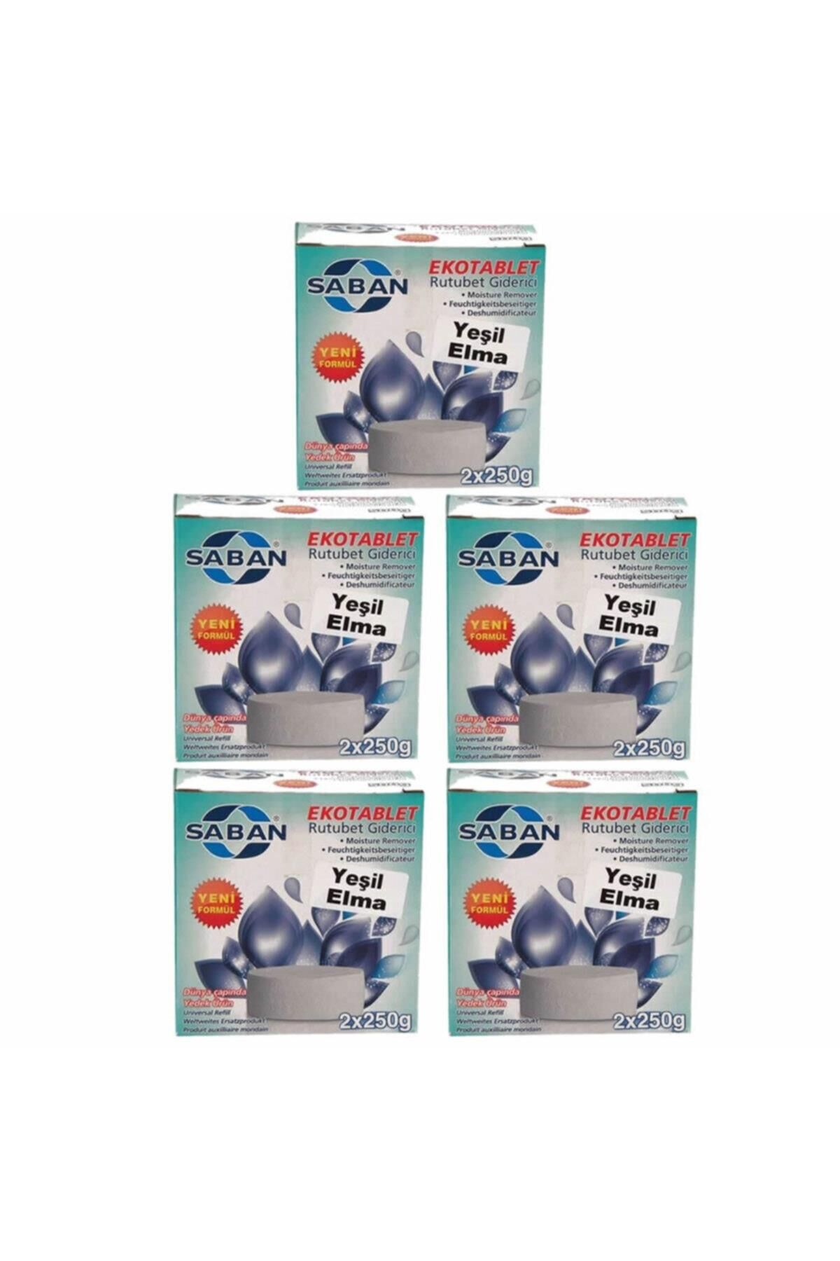 5 Adet 2x250 gr Nem Alıcı Rutubet Giderici Yedek Tablet Yeşil Elma