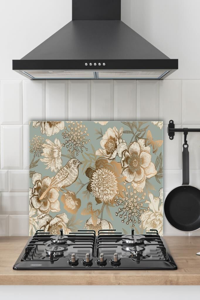 60x70 cm Model 14 Desenli Cam Ocak Koruyucu