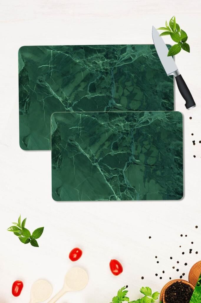 2' li Takım 30x40 cm ve 20x30 cm Model 376 Desenli Cam Kesim Tablası ve Ocak Koruma