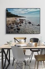 50 x 60 cm Kayalı Sahil Desenli Cam Tablo 4mm Temperli Camdır