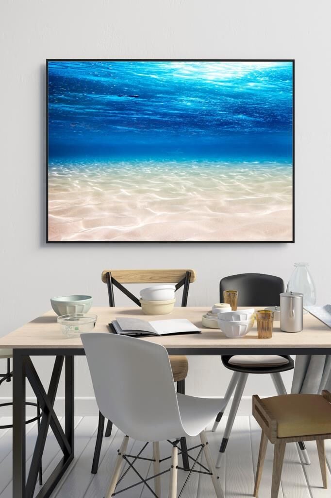 50 x 60 cm Kumlu Deniz Desenli Cam Tablo 4mm Temperli Camdır