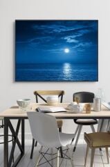 50 x 60 cm Mavi Gece Desenli Cam Tablo 4mm Temperli Camdır