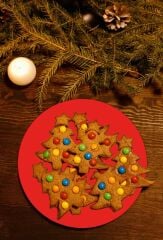 Çap 20 cm Düz Kırmızı Desenli Cam Kesim Tablası