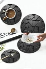 2'li Çap 32 & Çap 20 cm Siyah Üçgenler Desenli