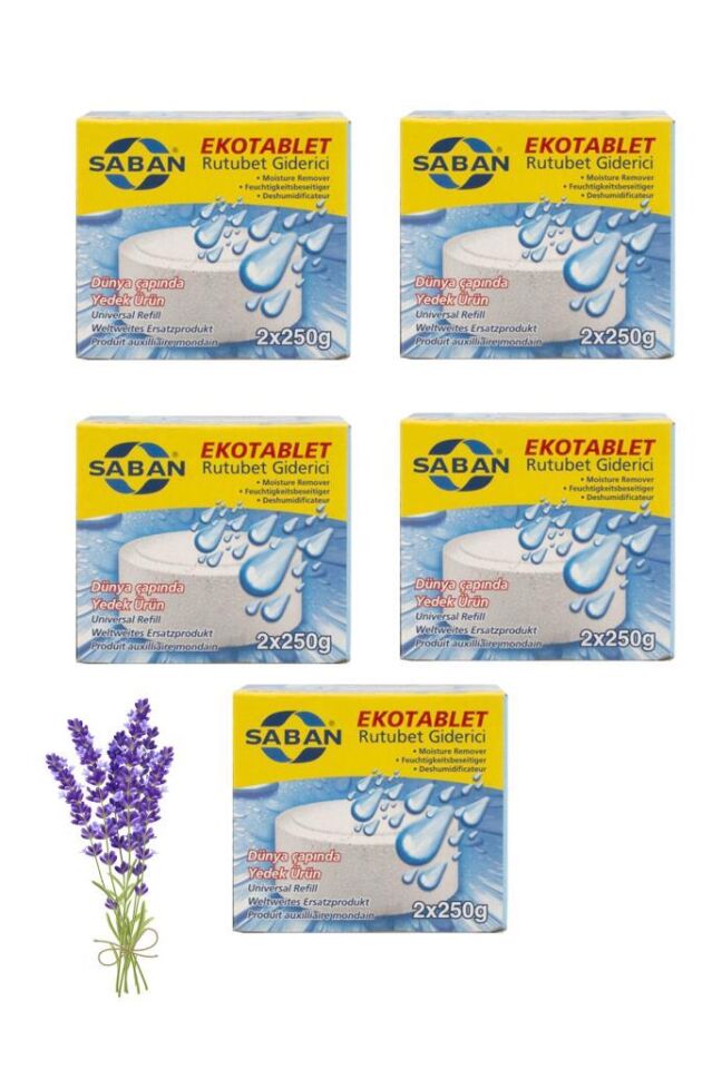 5 Adet 2x250 gr Nem Alıcı Rutubet Giderici Yedek Tablet Lavanta