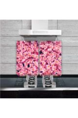 2'li 30x52 cm Cam Ocak Koruyucu 4'lü Ocaklar İçin Yapay Çiçek