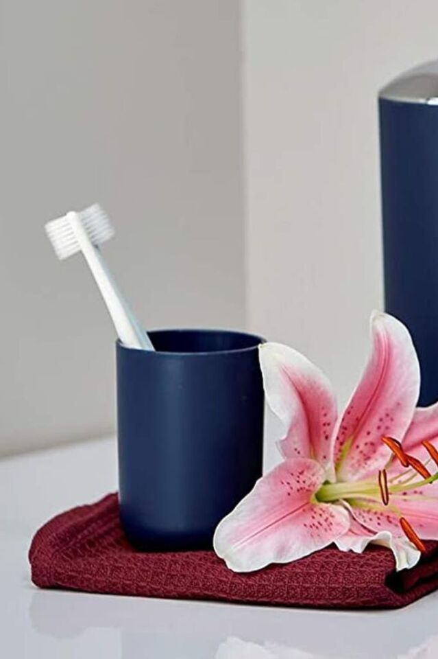 Lacivert, Plastik Diş Fırçalık – 7,5×10 cm, Macunluk, Banyo Düzenleyici - Brasil Model