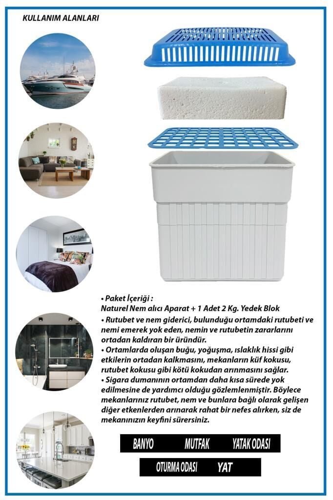 2 Kg. Dikdörtgen Nem Alıcı Aparat Naturel ( 2 Kg. Blok )