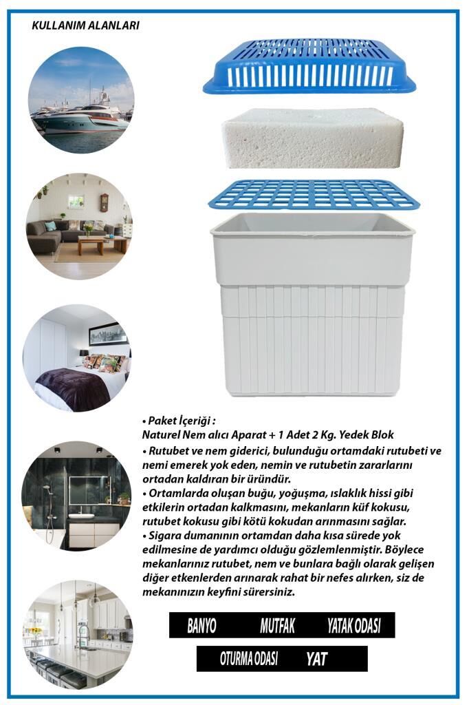 2 Kg. Dikdörtgen Nem Alıcı Aparat Naturel ( 2 Kg. Blok )