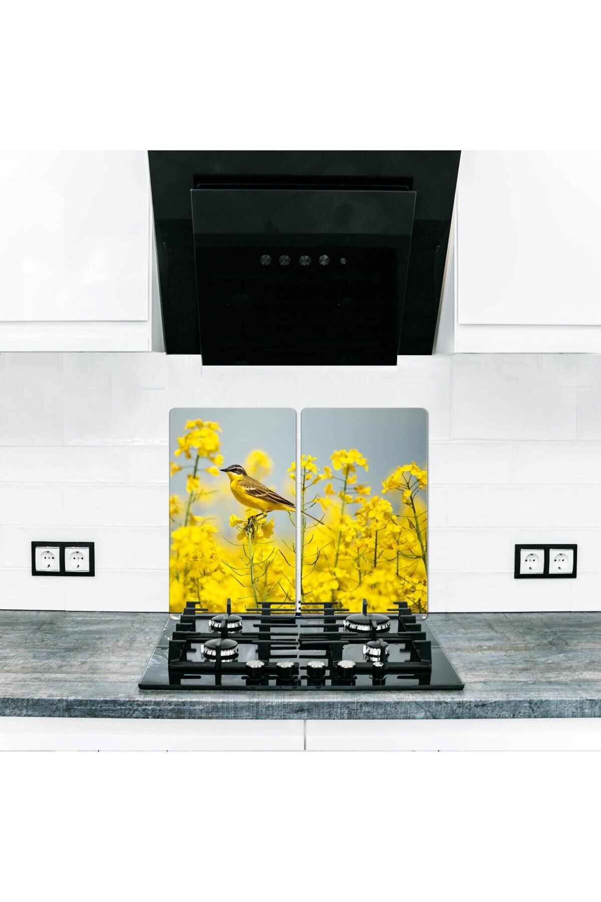 2' li 40x52 cm Cam Ocak Koruyucu  Şerçe Desenli