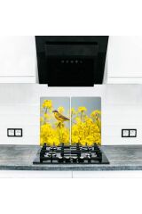 2' li 40x52 cm Cam Ocak Koruyucu  Şerçe Desenli