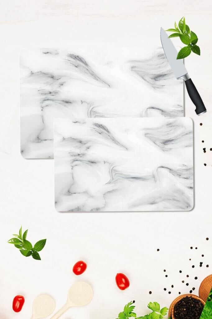 2' li Takım 30x40 cm ve 20x30 cm Model 150 Desenli Cam Kesim Tablası ve Ocak Koruma