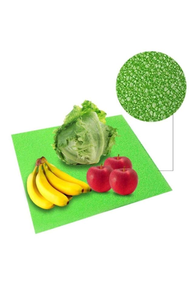 Yeşil, Buzdolabı İçi Meyve, Sebze Matı – Nem Önleyici, Küf ve Koku Koruyucu Koruma Pedi