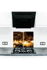 2' li 40x52 cm Cam Ocak Koruyucu  Yeni Yıl Desenli