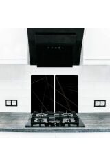 2'li 30x52 cm Cam Ocak Koruyucu 4'lü Ocaklar İçin Led