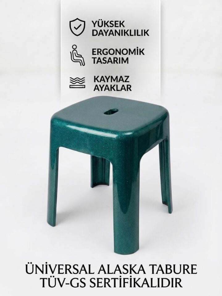 Saban Tabure Sağlam Plastik Kırılmaya Dayanıklı Bahçe, Balkon ,Banyo Yeşil