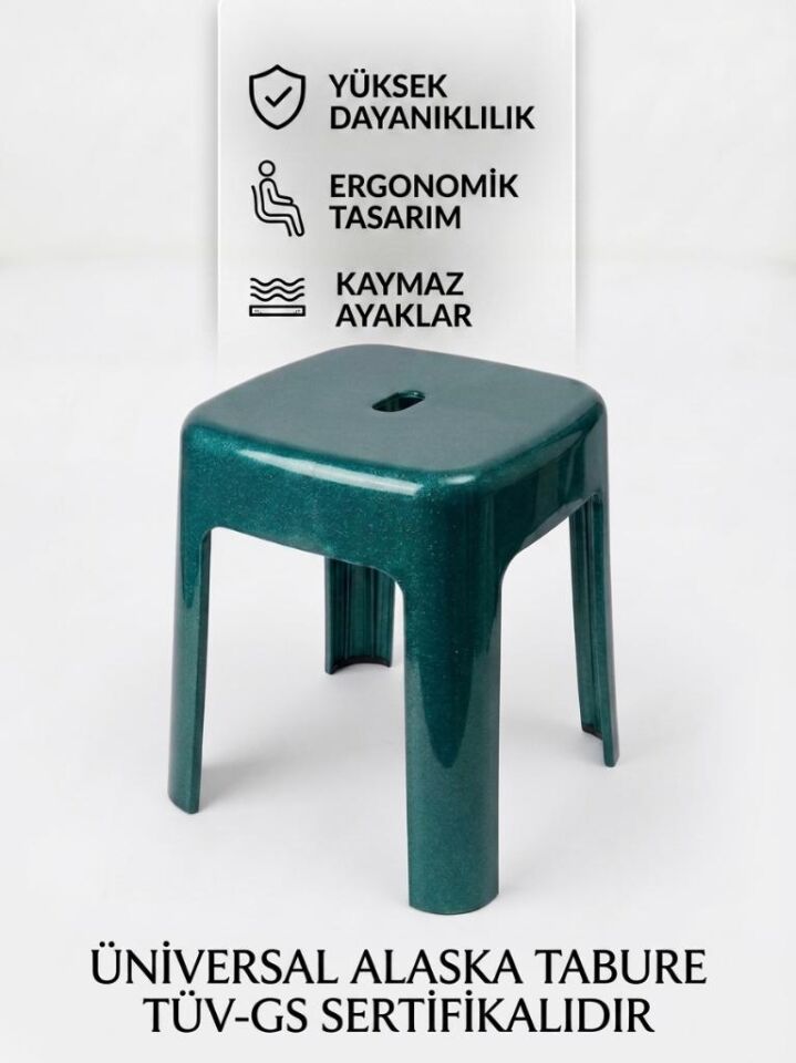 Saban Tabure Sağlam Plastik Kırılmaya Dayanıklı Bahçe, Balkon ,Banyo Yeşil