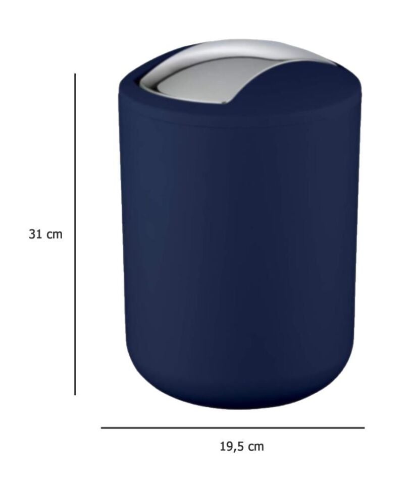2'li Lacivert, Çöp Kovası 6,4 Litre ve 2 Litre - Brasil Model