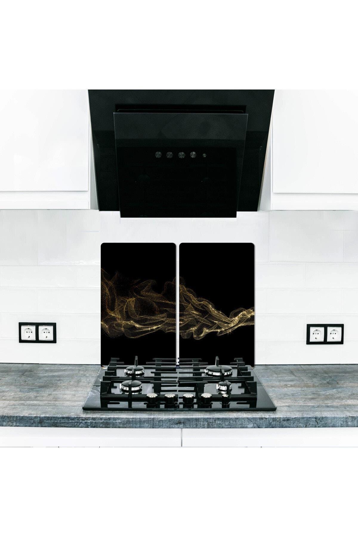 2' li 40x52 cm Cam Ocak Koruyucu  Toz Desenli