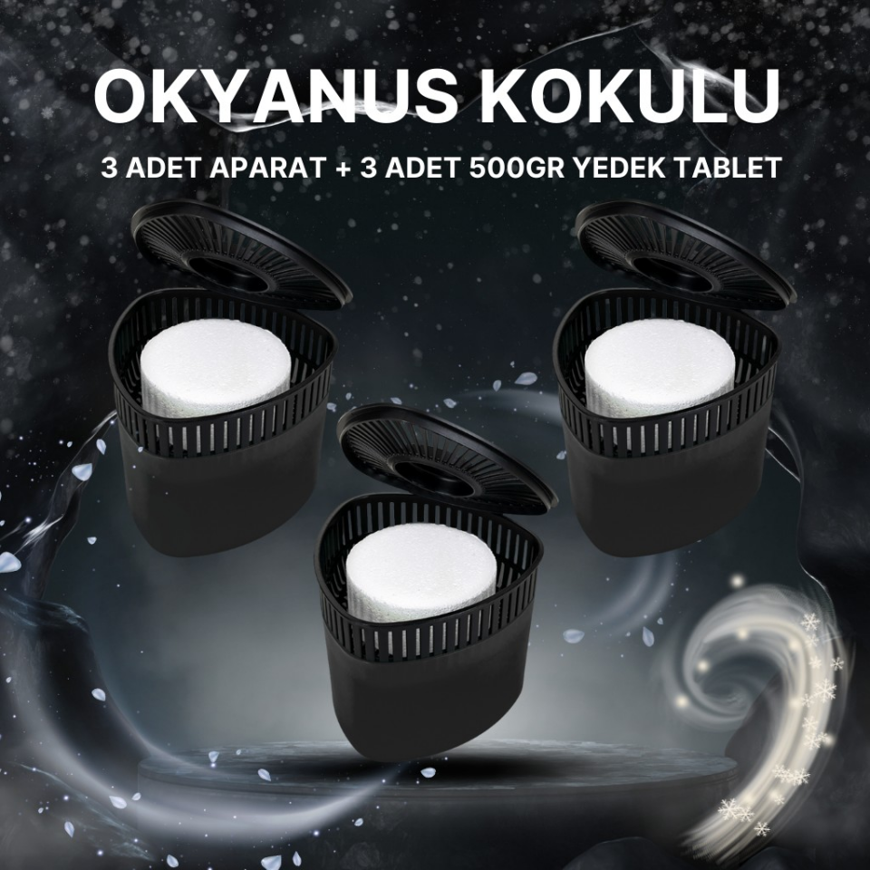 3 Adet 500GR - OKYANUS - Nem Alıcılı Ve Rutubet Giderici Aparat Üçgen (TABLET DAHİL)