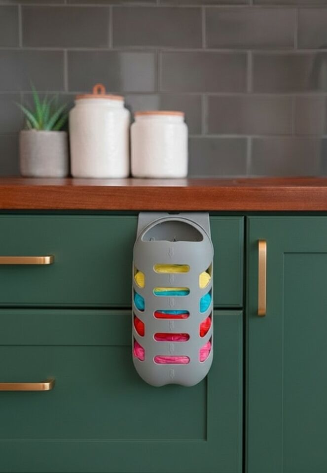 Gri, Plastik Poşetlik Saklama ve Düzenleme Kutusu