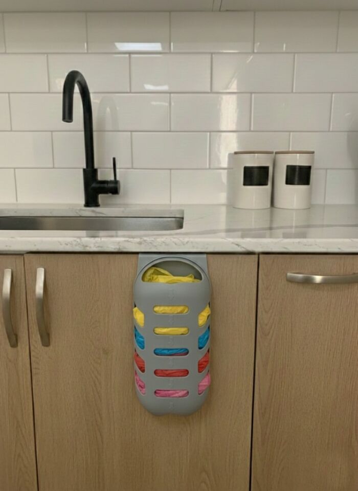 Gri, Plastik Poşetlik Saklama ve Düzenleme Kutusu