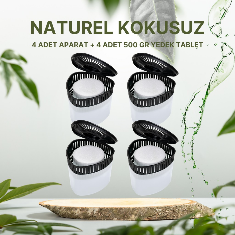 4 Adet 500GR - NATUREL - Nem Alıcılı Ve Rutubet Giderici Aparat Üçgen (TABLET DAHİL)