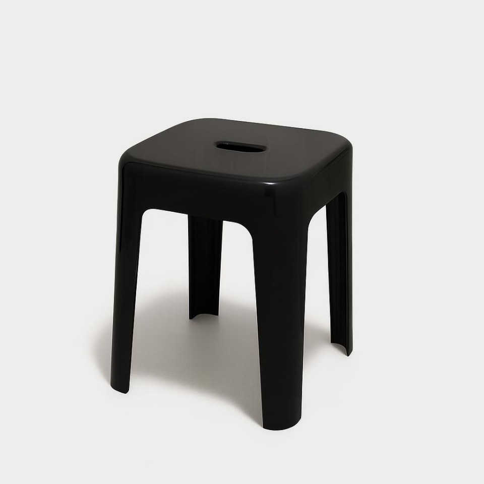 Siyah, Plastik Alaska Model Sağlam Tabure 36x36x46cm