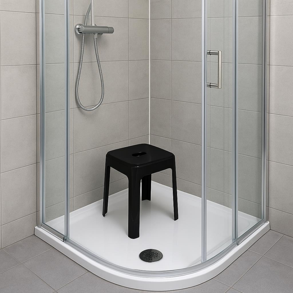 Siyah, Plastik Alaska Model Sağlam Tabure 36x36x46cm