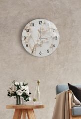 Çap 37cm - Yapay Güller - Dekoratif Cam Duvar Saati