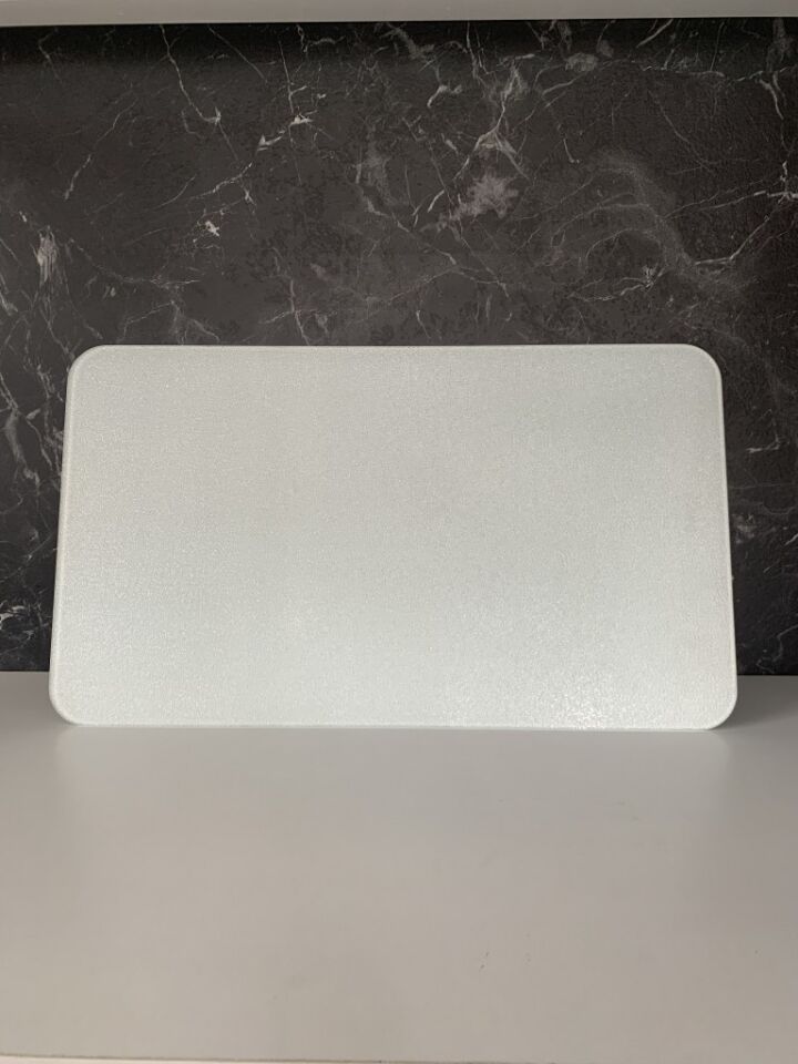 Tekli,30x52cm - Buzlu Cam, Düz Beyaz, Kesme Tahtası - Sunumluk