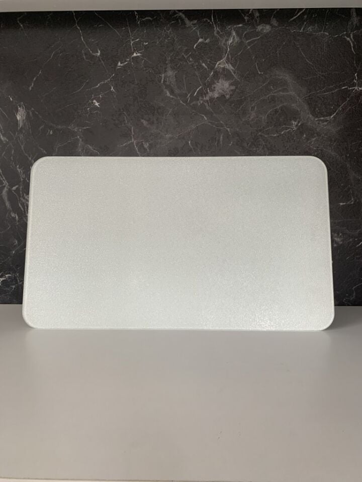 Tekli,30x52cm - Buzlu Cam, Düz Beyaz, Kesme Tahtası - Sunumluk