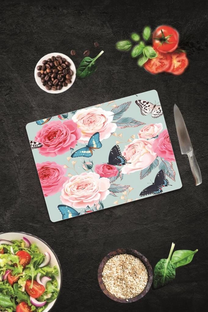 29x34 cm Cam Kesme Tahtası Model 13 Desenli