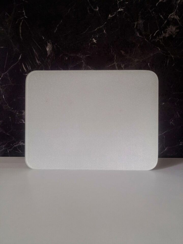 30x40cm - Buzlu Cam, Duz Beyaz, Kesme Tahtası - Sunumluk